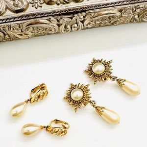 Vintage Pearl Drop Earrings lot